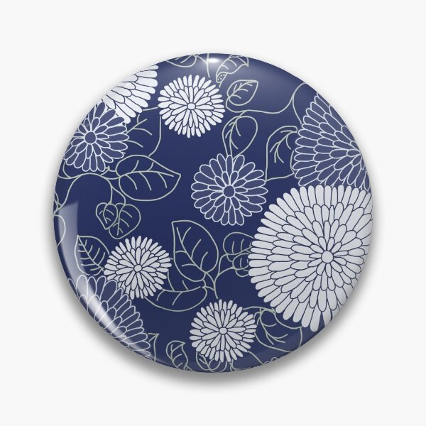 Item preview, Indigo Chrysanthemums designed and sold by bunyipdesigns.