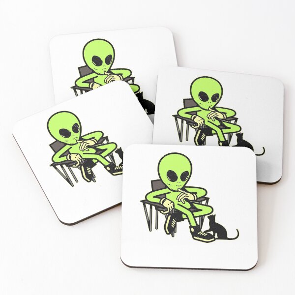 Item preview, Alien and a Cat designed and sold by RedsStickerShop.