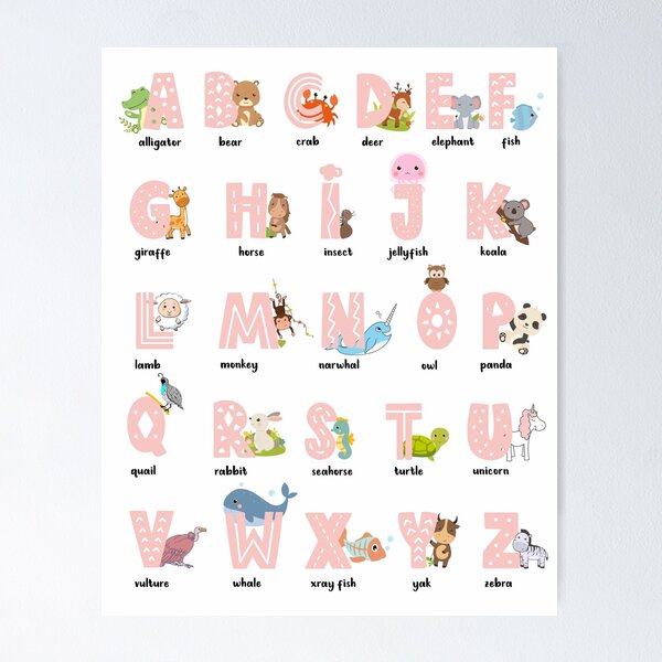 Item preview, alphabet animals poster for kids designed and sold by Nicz Design Studio.