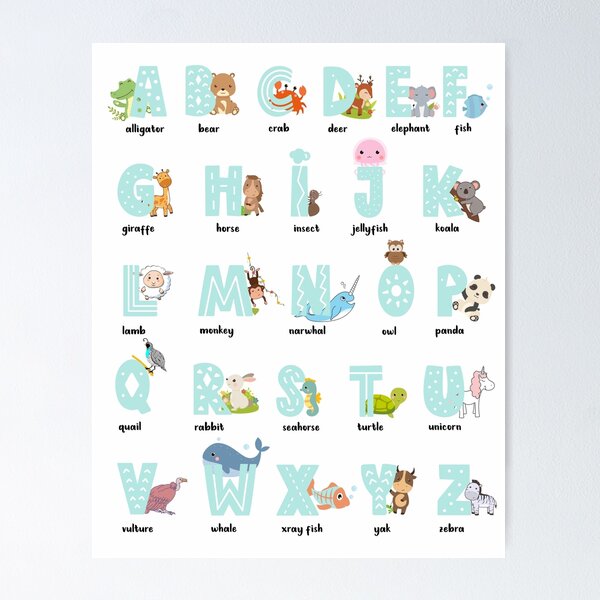 Item preview, alphabet animals poster for kids designed and sold by Nicz Design Studio.