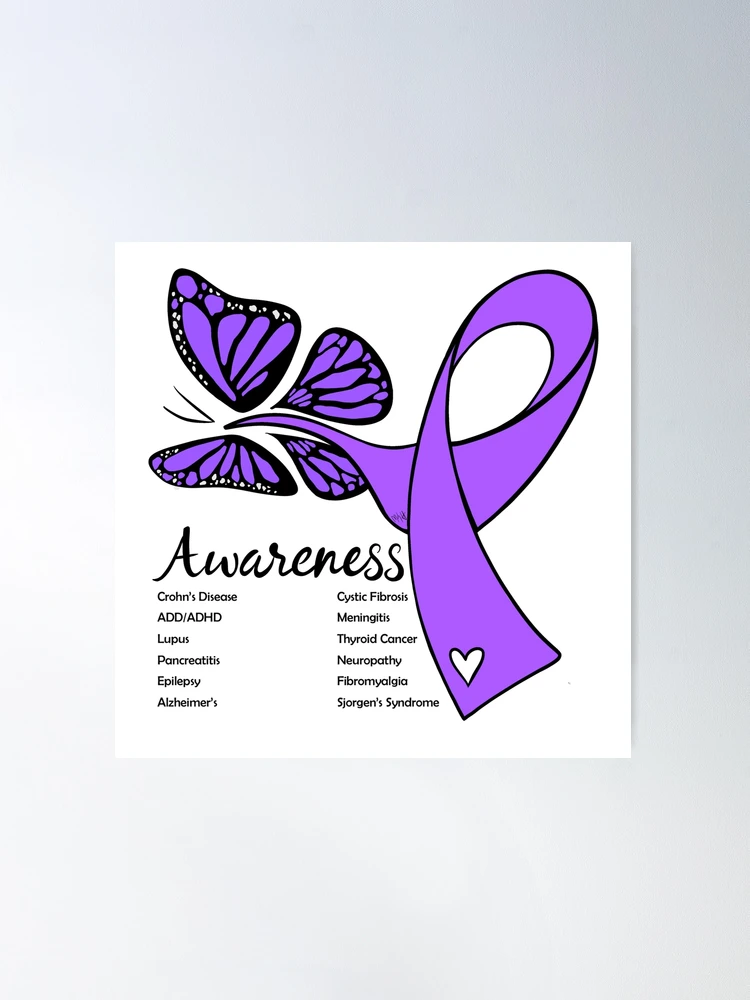 Purple Awareness Ribbon Butterfly  Poster for Sale by Kim-Chi