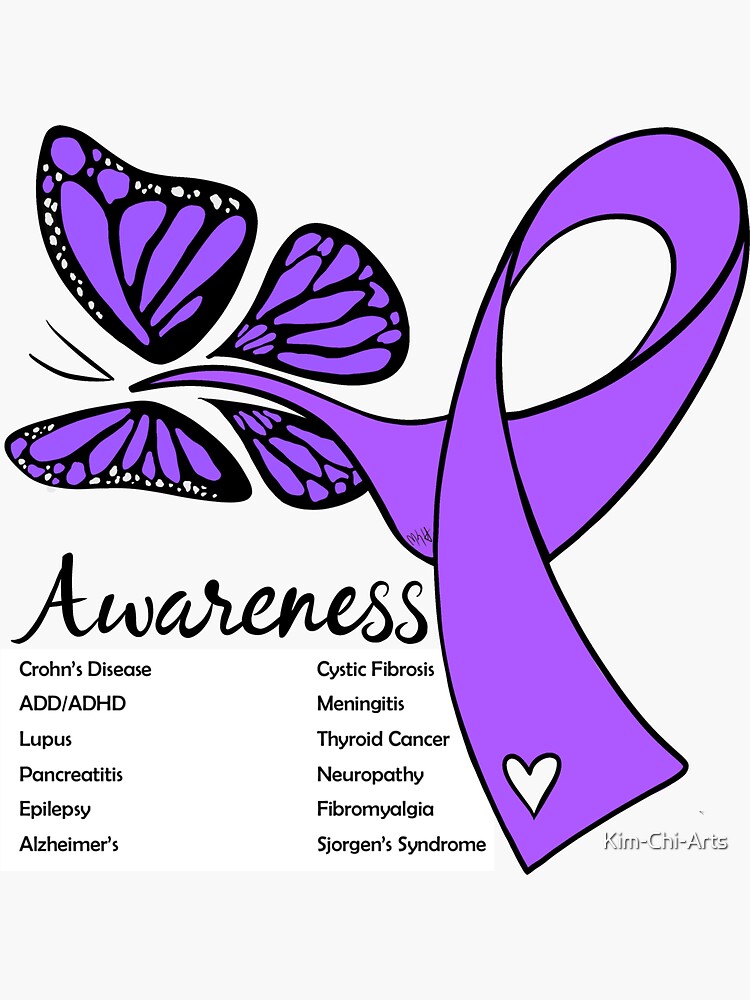 Purple Awareness Ribbon Butterfly | Sticker