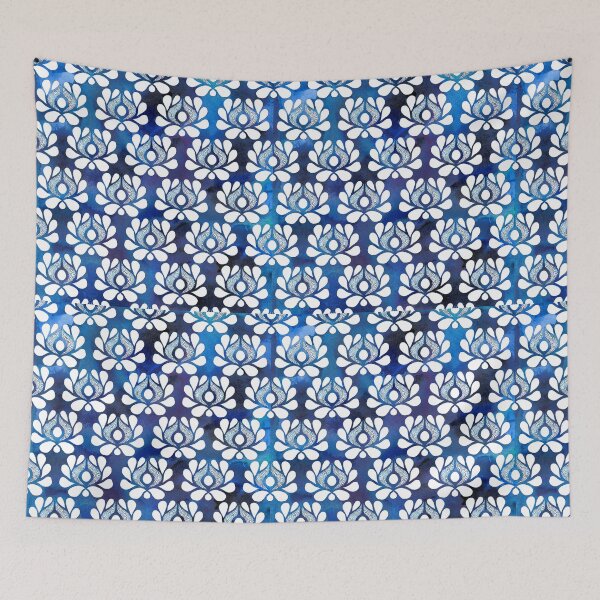 Item preview, Waratah repeat on blue watercolour designed and sold by bunyipdesigns.
