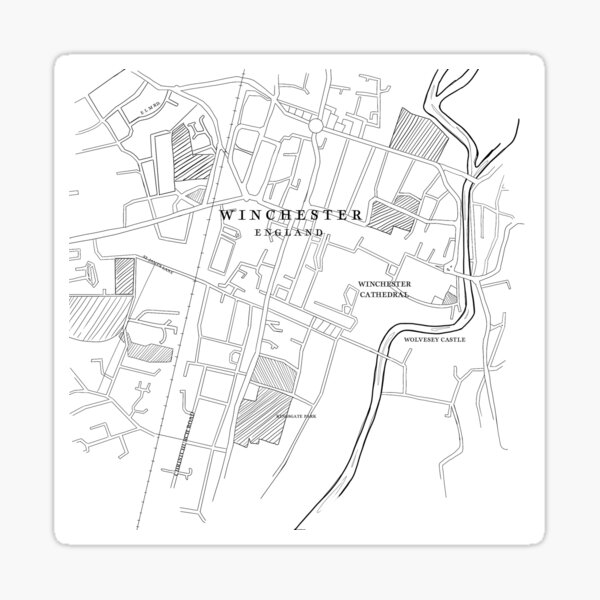 "Winchester England Map Illustration" Sticker by emmalouvideos Redbubble