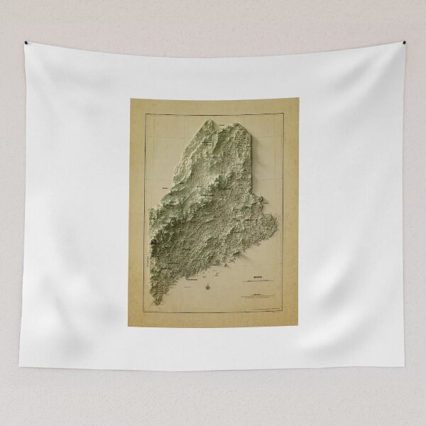 Item preview, 1980 Maine Relief Map 3D digitally-rendered designed and sold by ThinkAboutMaps.