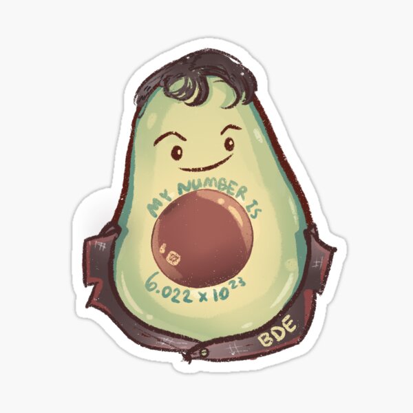 Avocadro Number Sticker