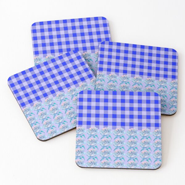 Item preview, Blue Buffalo Plaid And Roses Pattern  designed and sold by Tamas Das.
