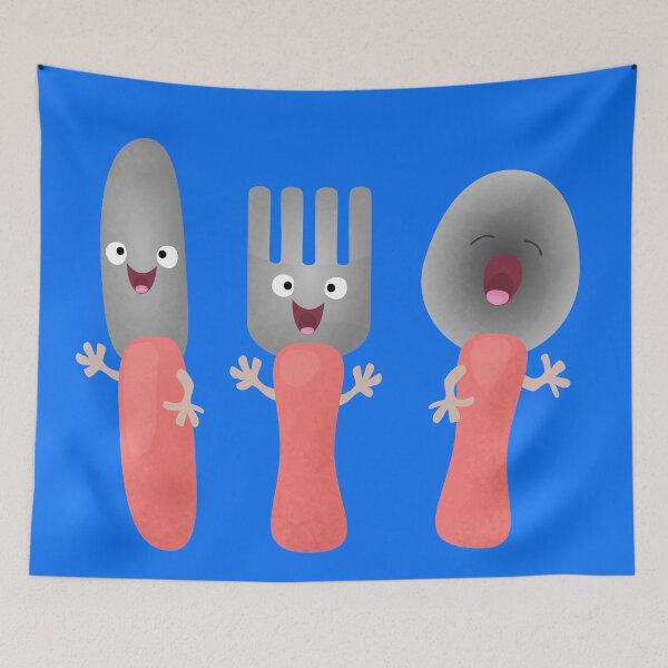 Item preview, Cute knife fork and spoon cutlery cartoon designed and sold by FrogFactory.