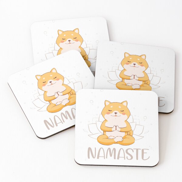 Item preview, Yoga cute dog shibainu namaste pose meditation designed and sold by mtdessin.