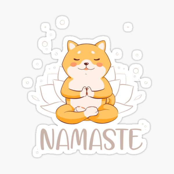 Yoga cute dog shibainu namaste pose meditation Sticker