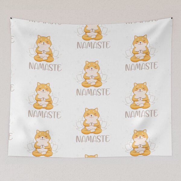 Item preview, Yoga cute dog shibainu namaste pose meditation designed and sold by mtdessin.