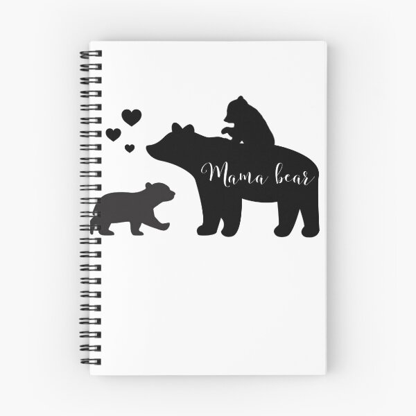 Aperçu de l'œuvre Maman ours avec deux bébés petits coeurs noirs créée et vendue par CreativeEmily.