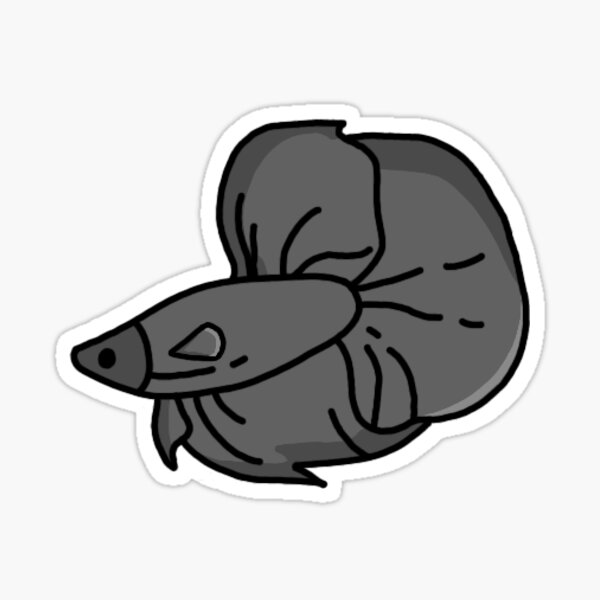Vista previa del artículo con la obra «pez betta negro», diseñado y vendido por shopsanguine.