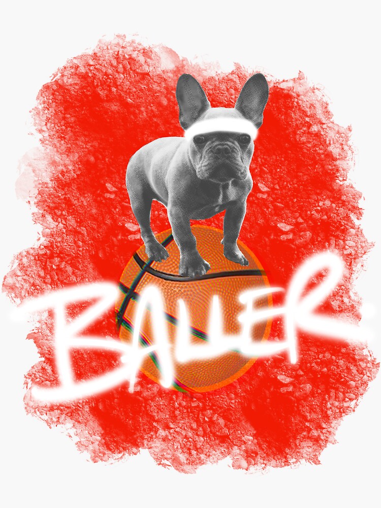 "Frenchie Baller french bulldog basketball" Sticker for Sale by FleetDigitalArt Redbubble