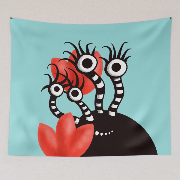 Item preview, Cute Black Monster With Abstract Tulips designed and sold by Boriana Giormova.