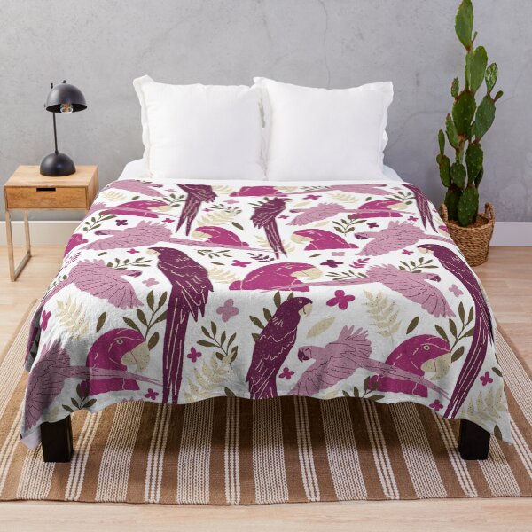 Item preview, Ara Parrot Tropical Leaves Pink and Bordeaux designed and sold by OneLook.