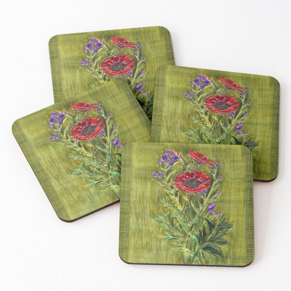 Item preview, Poppies and Wildflowers Embossed on Aluminum designed and sold by Marcella Chapman.