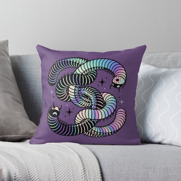 Duality Millipedes - Rainbow Throw Pillow