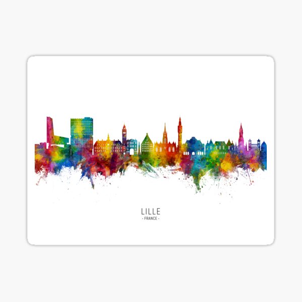 Vista previa del artículo con la obra «Lille France Skyline», diseñado y vendido por ArtPrints.