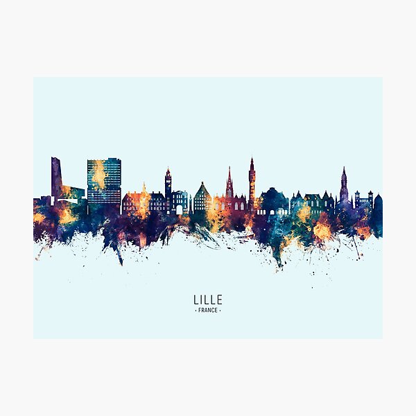 Vista previa del artículo con la obra «Lille France Skyline», diseñado y vendido por ArtPrints.