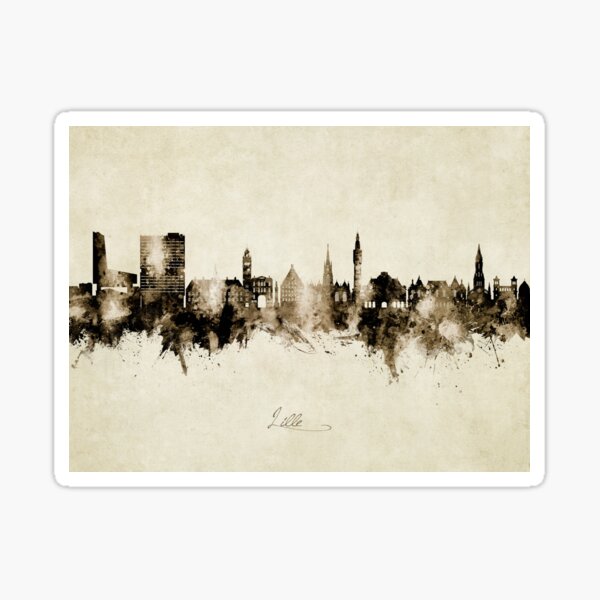 Vista previa del artículo con la obra «Lille France Skyline», diseñado y vendido por ArtPrints.