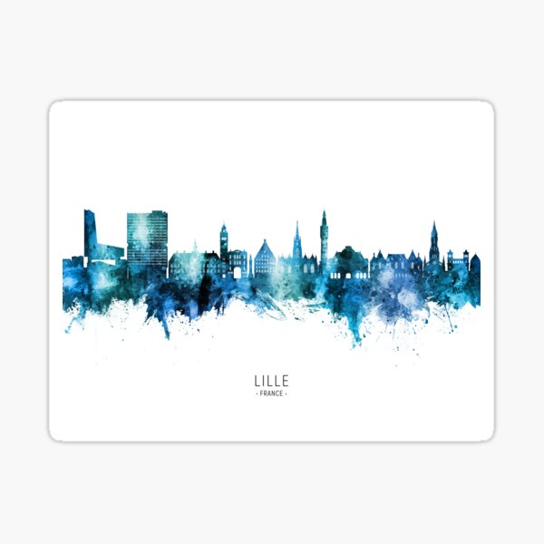 Vista previa del artículo con la obra «Lille France Skyline», diseñado y vendido por ArtPrints.