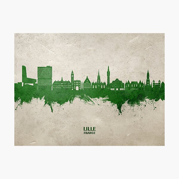 Vista previa del artículo con la obra «Lille France Skyline», diseñado y vendido por ArtPrints.