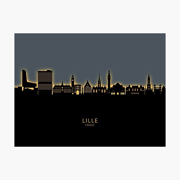Vista previa del artículo con la obra «Lille France Skyline», diseñado y vendido por ArtPrints.