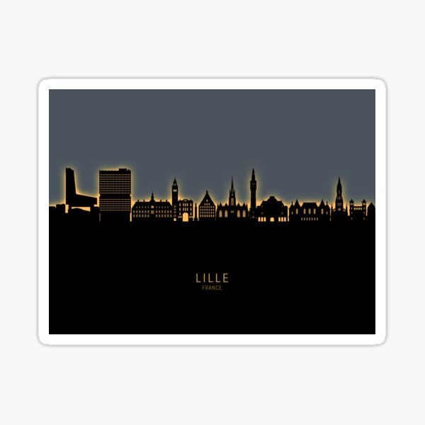 Vista previa del artículo con la obra «Lille France Skyline», diseñado y vendido por ArtPrints.