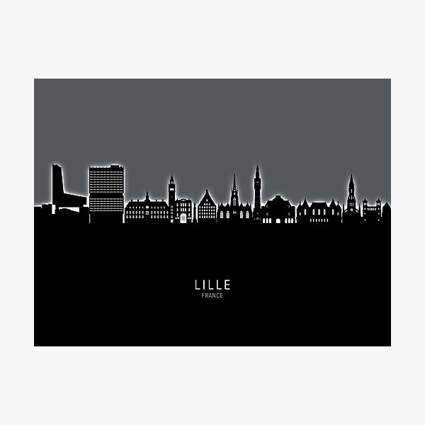 Vista previa del artículo con la obra «Lille France Skyline», diseñado y vendido por ArtPrints.