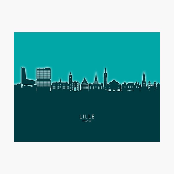 Vista previa del artículo con la obra «Lille France Skyline», diseñado y vendido por ArtPrints.