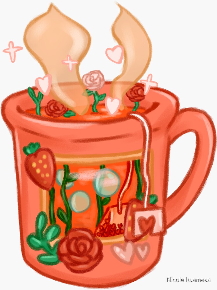 "Strawberry Tea Sticker" Sticker by nicouhai Redbubble