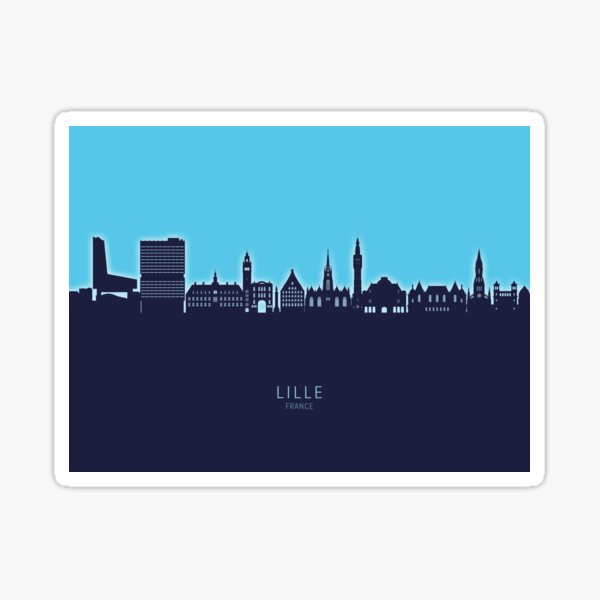 Vista previa del artículo con la obra «Lille France Skyline», diseñado y vendido por ArtPrints.
