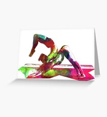 Couple yoga watercolour art Greeting Card