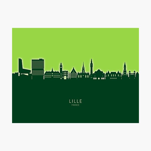 Vista previa del artículo con la obra «Lille France Skyline», diseñado y vendido por ArtPrints.