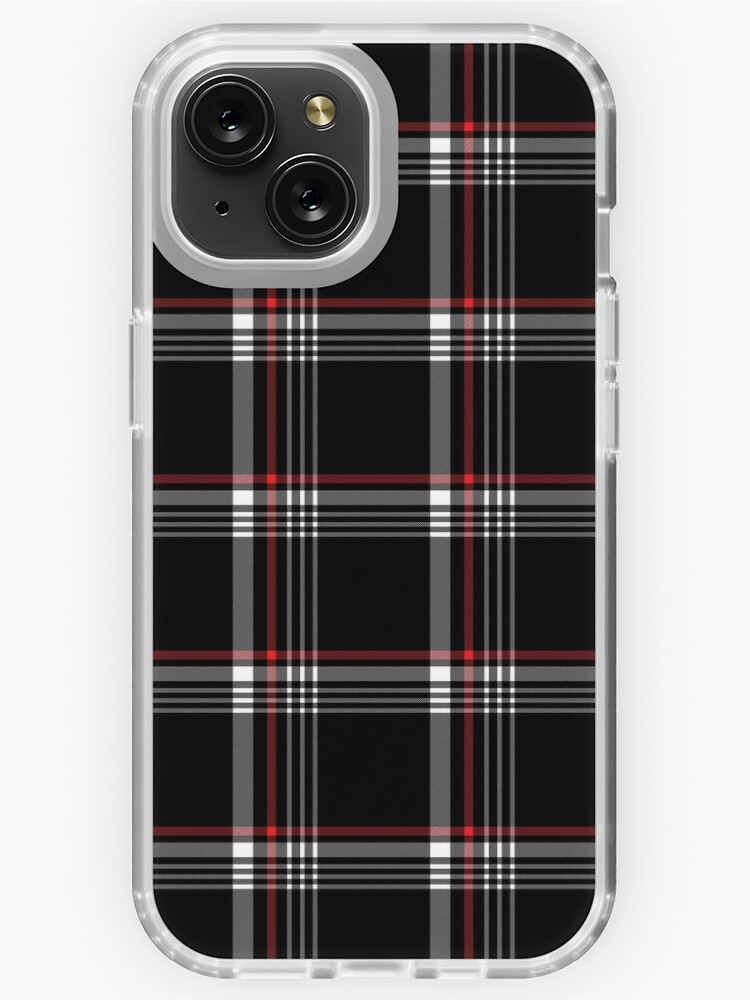 Black Plaid Pattern With Red And White Stripes