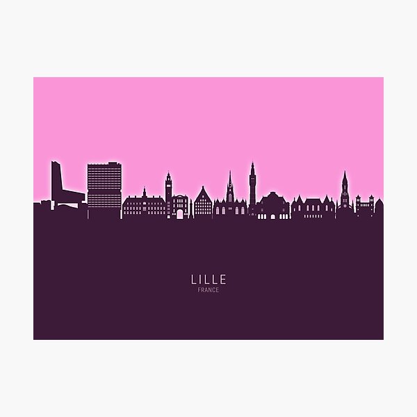 Vista previa del artículo con la obra «Lille France Skyline», diseñado y vendido por ArtPrints.