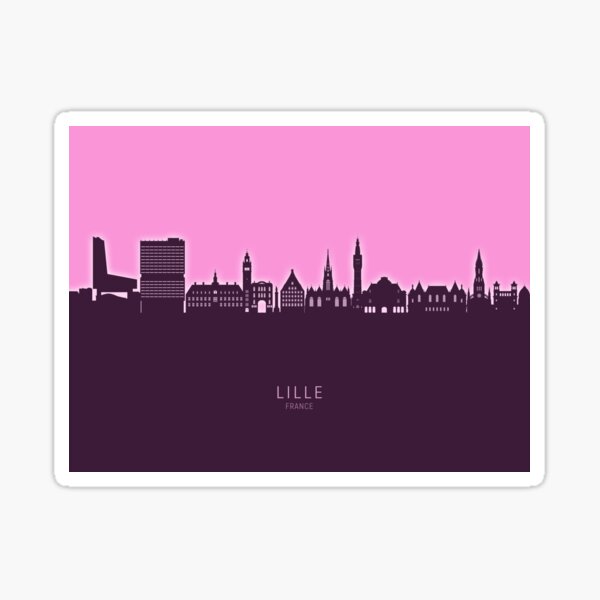 Vista previa del artículo con la obra «Lille France Skyline», diseñado y vendido por ArtPrints.