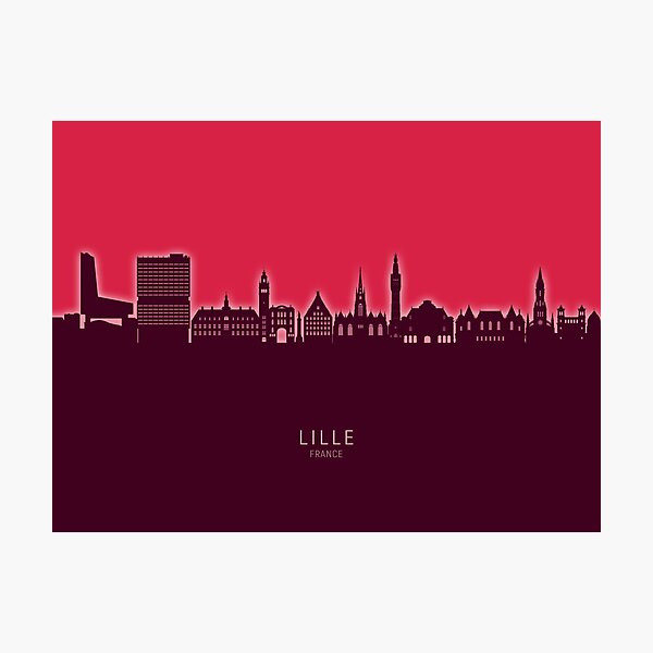 Vista previa del artículo con la obra «Lille France Skyline», diseñado y vendido por ArtPrints.