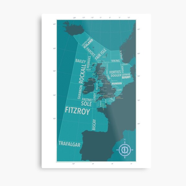 Shipping Forecast Map 1 Metal Print