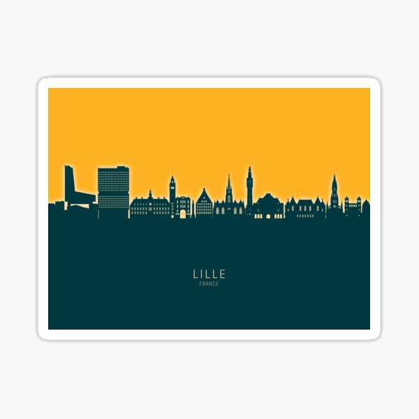 Vista previa del artículo con la obra «Lille France Skyline», diseñado y vendido por ArtPrints.