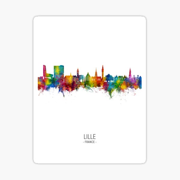Vista previa del artículo con la obra «Lille France Skyline», diseñado y vendido por ArtPrints.