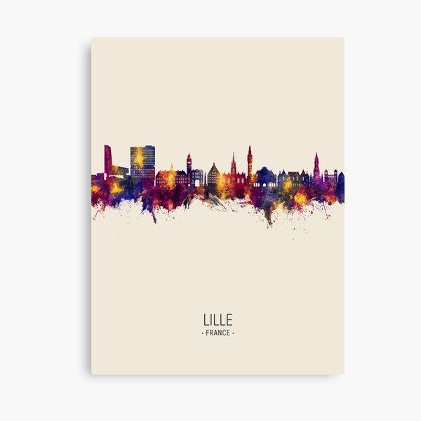 Vista previa del artículo con la obra «Lille France Skyline», diseñado y vendido por ArtPrints.