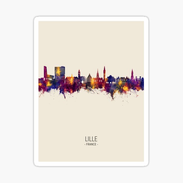 Vista previa del artículo con la obra «Lille France Skyline», diseñado y vendido por ArtPrints.