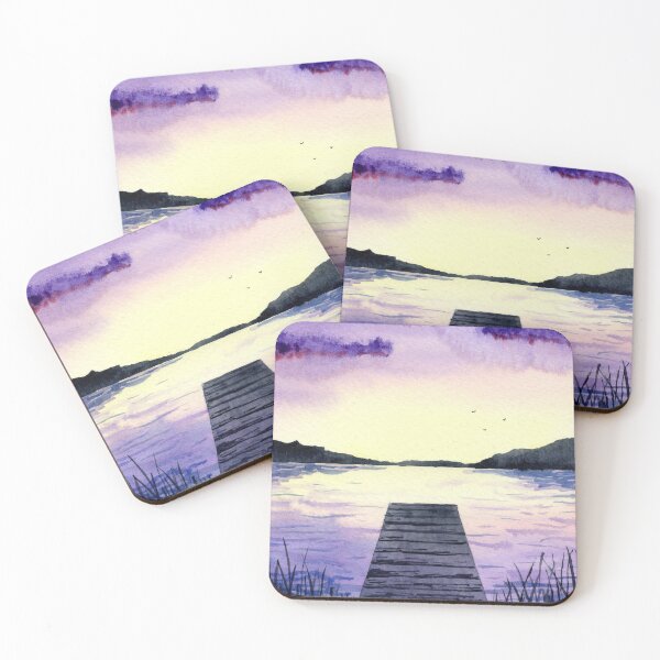 Item preview, Watercolor jetty lake sunset designed and sold by sabine84.