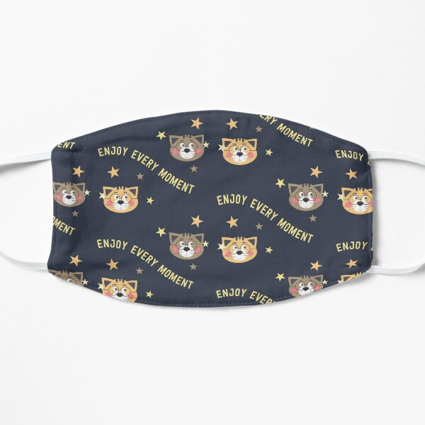  Decorative pattern with  text and cats on the dark background Flat Mask