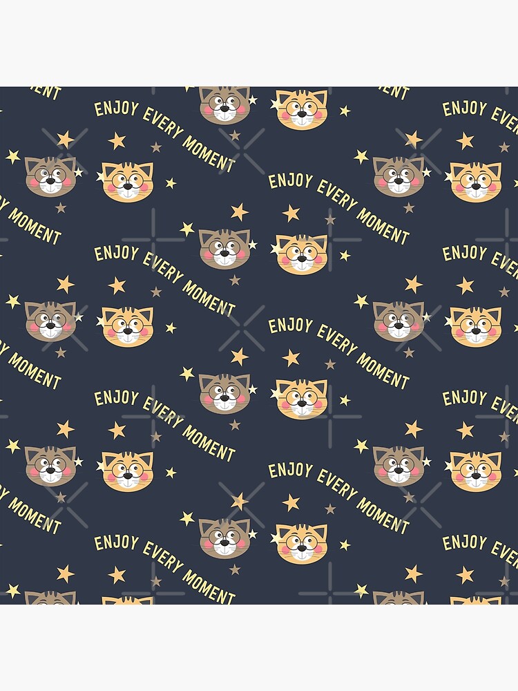 Thumbnail 3 of 3, Poster, Decorative pattern with text and cats on the dark background designed and sold by Victoria Riabov.