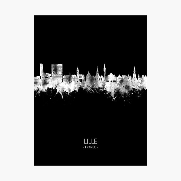Vista previa del artículo con la obra «Lille France Skyline», diseñado y vendido por ArtPrints.