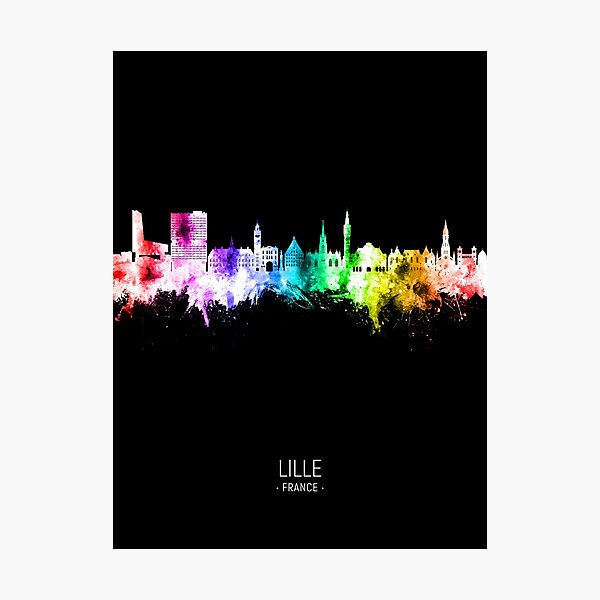 Vista previa del artículo con la obra «Lille France Skyline», diseñado y vendido por ArtPrints.