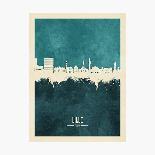 Vista previa del artículo con la obra «Lille France Skyline», diseñado y vendido por ArtPrints.